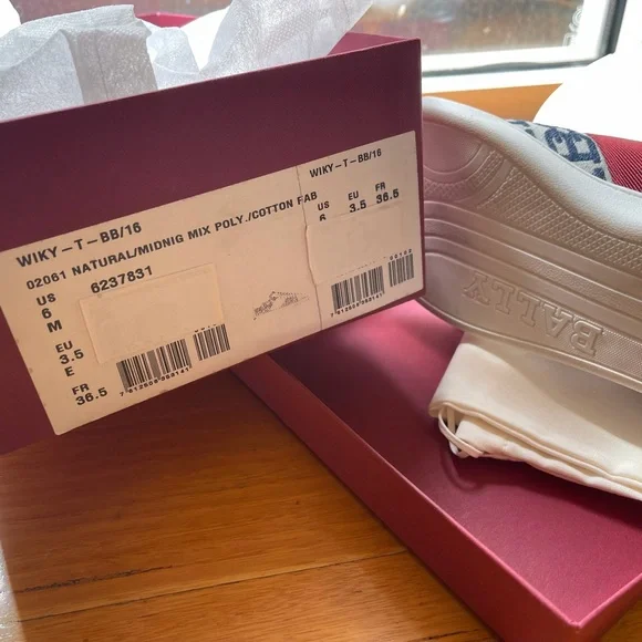 Bally Women's White and Navy Sneakers - Picture 6 of 6